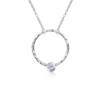 Circle Pendent with CZ Silver Necklace SPE-3620